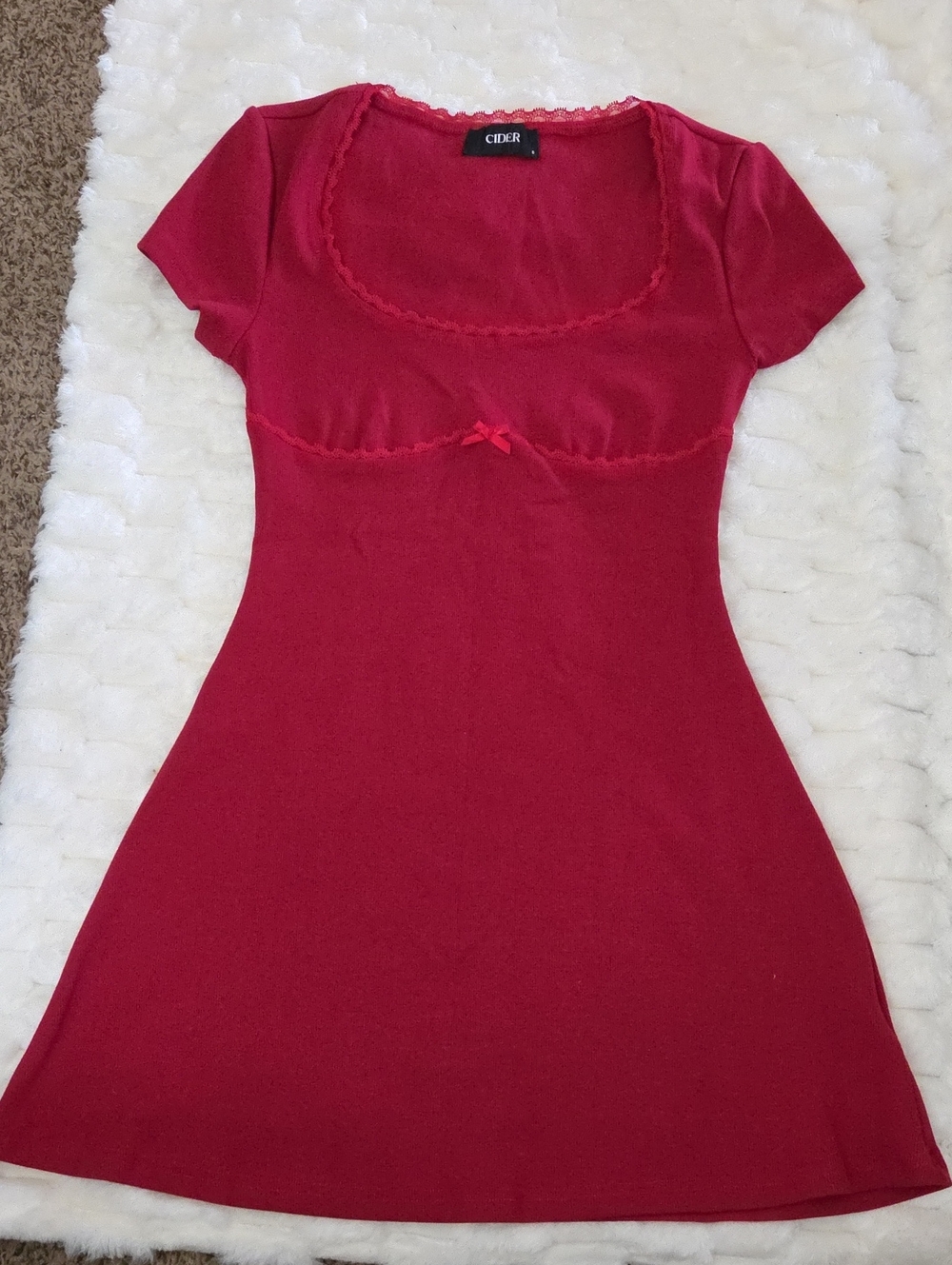 Cider Red Scoop-Neck Knit Dress